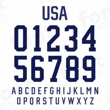 Image showing all characters available in the US Soccer font created by FontMaze.