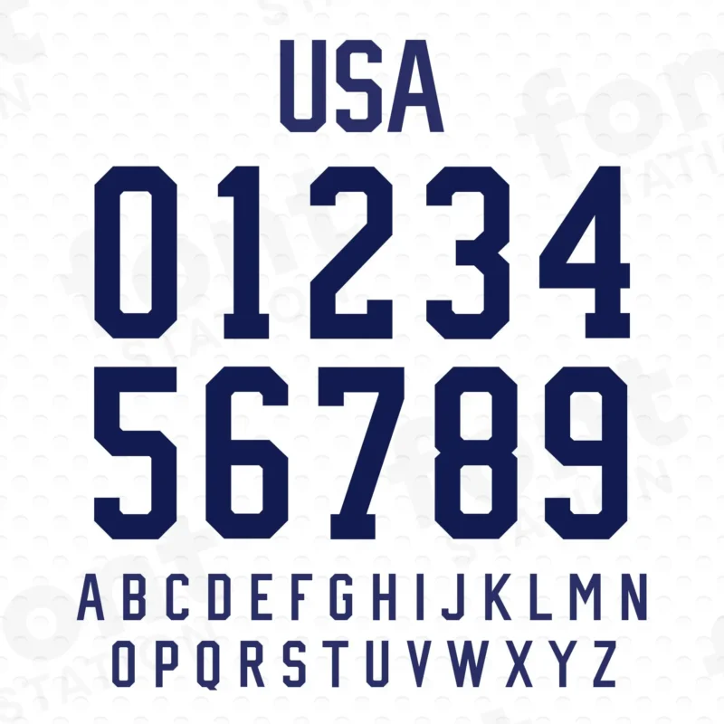 Image showing all characters available in the US Soccer font created by FontMaze.