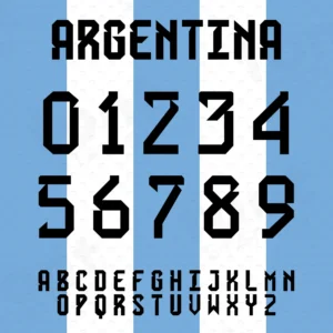 Image showing all characters available in the Argentina Soccer Jersey font created by FontMaze.