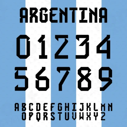 Image showing all characters available in the Argentina Soccer Jersey font created by FontMaze.