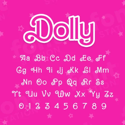 Image showing all characters available in the Barbie Movie font created by FontMaze.