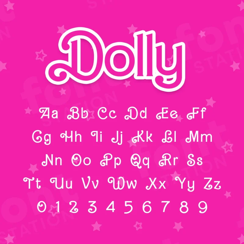 Image showing all characters available in the Barbie Movie font created by FontMaze.