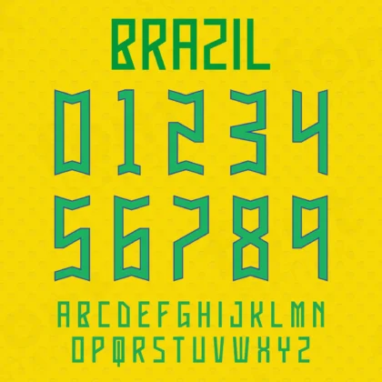 Image showing all characters available in the Brazil Jersey font created by FontMaze