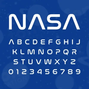 Image showing all characters available in the NASA font created by FontMaze.