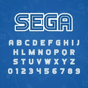 Image showing all characters available in the Sega font created by FontMaze.
