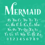 Image showing all characters available in the The Little Mermaid font created by FontMaze.