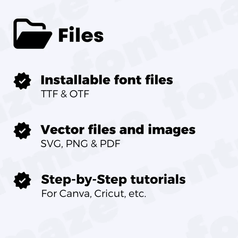 File formats and sizes included with the Disney font by FontMaze.