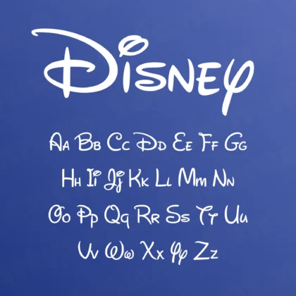 Preview showing all characters of the Disney font designed by FontMaze.