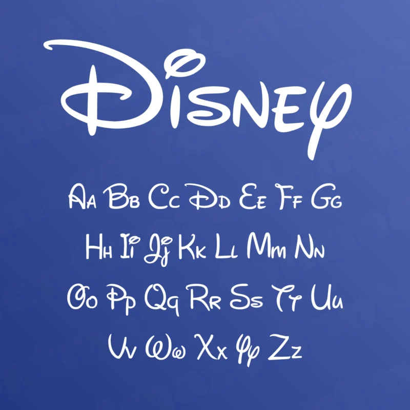Preview showing all characters of the Disney font designed by FontMaze.