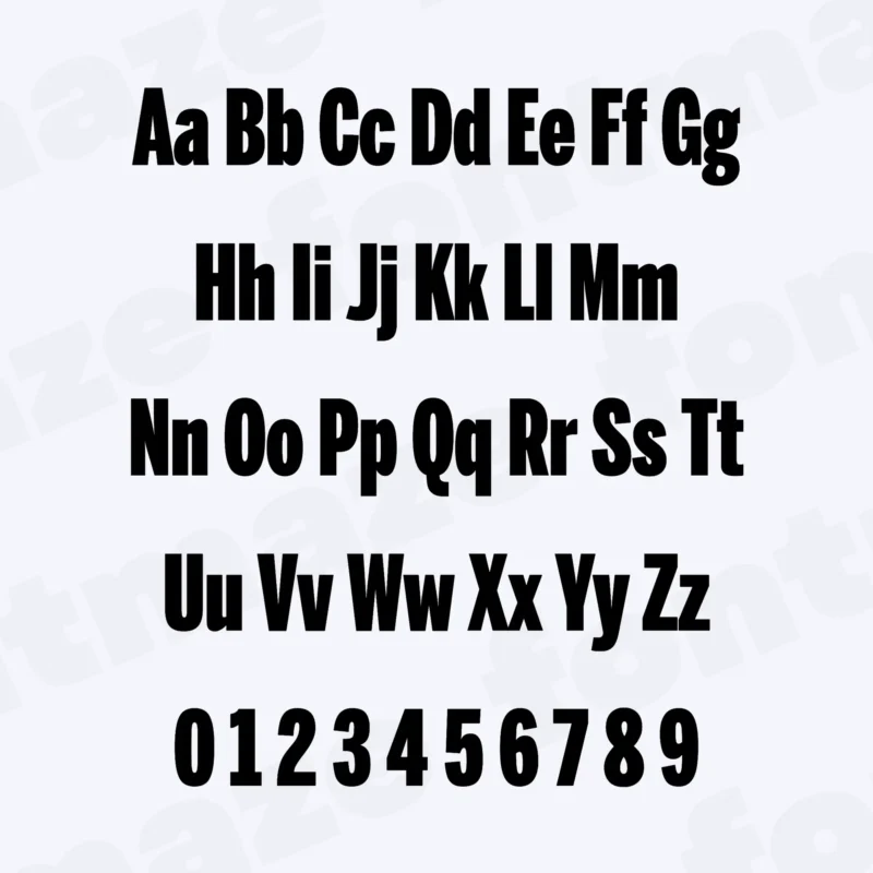 Image showing all characters included in the Marvel font created by FontMaze.