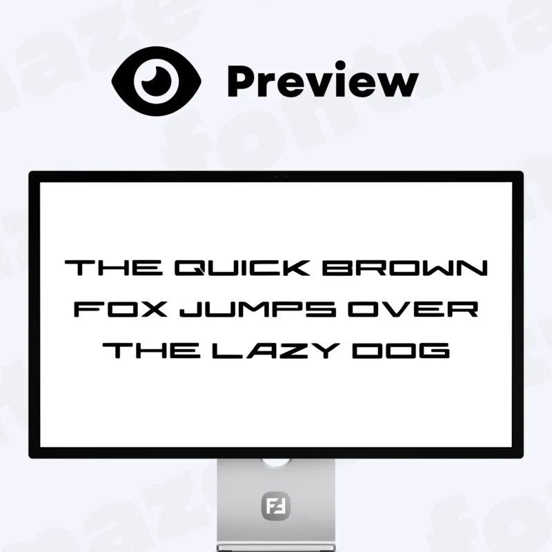 Showcase of the Amg font using the sentence 'The quick brown fox jumps over the lazy dog' to display the full alphabet.