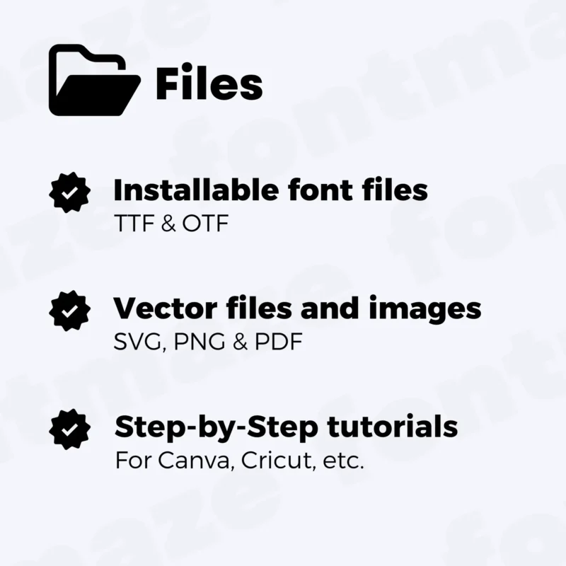 File formats and sizes included with the Cars font by FontMaze.