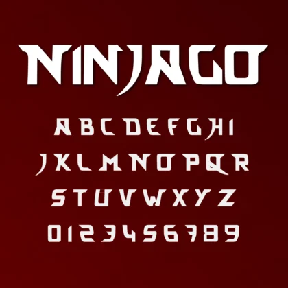 Preview showing all characters of the Ninjago font designed by FontMaze.