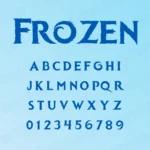 Preview showing all characters of the Frozen font designed by FontMaze.