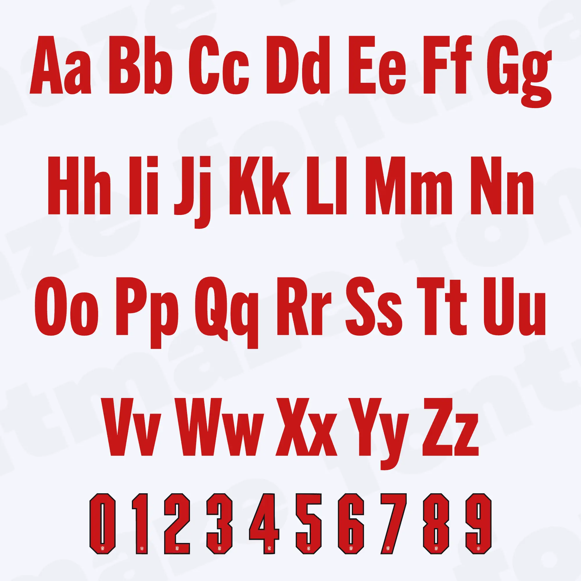 England Football Font - World Cup 2026 3 Image showing all characters included in the England Football font created by FontMaze.