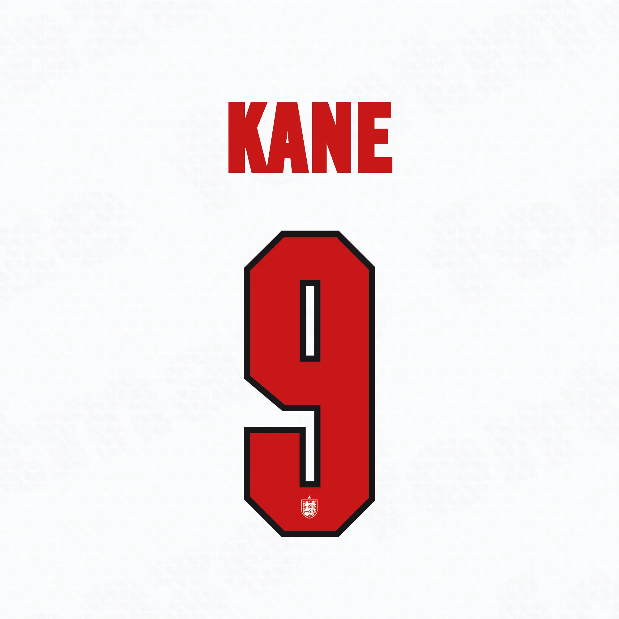 England Football Font - World Cup 2026 2 Kane 9 football jersey preview using the England Football font with World Cup 2026 style lettering and shirt numbers.