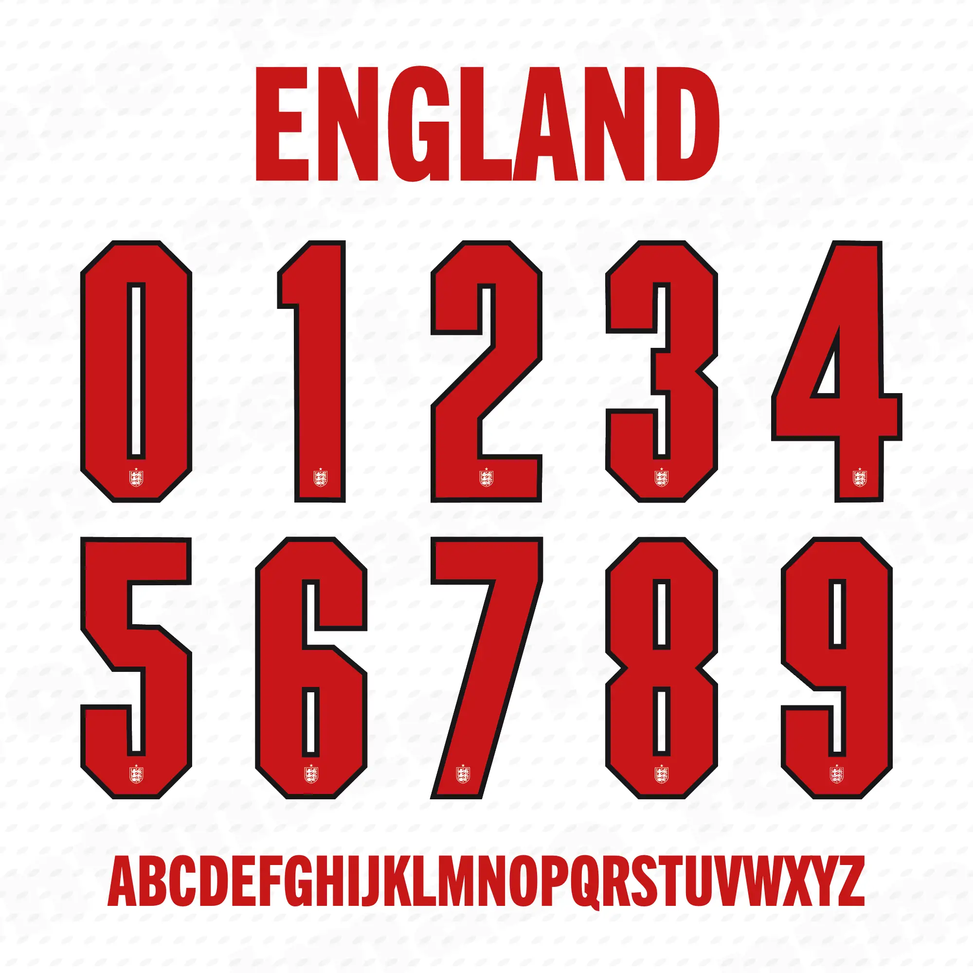 England Football Font - World Cup 2026 1 Preview showing all characters of the England Football font designed by FontMaze.