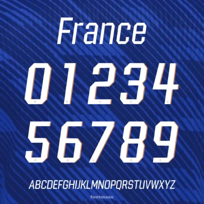 Preview showing all characters of the France Football font designed by FontMaze.