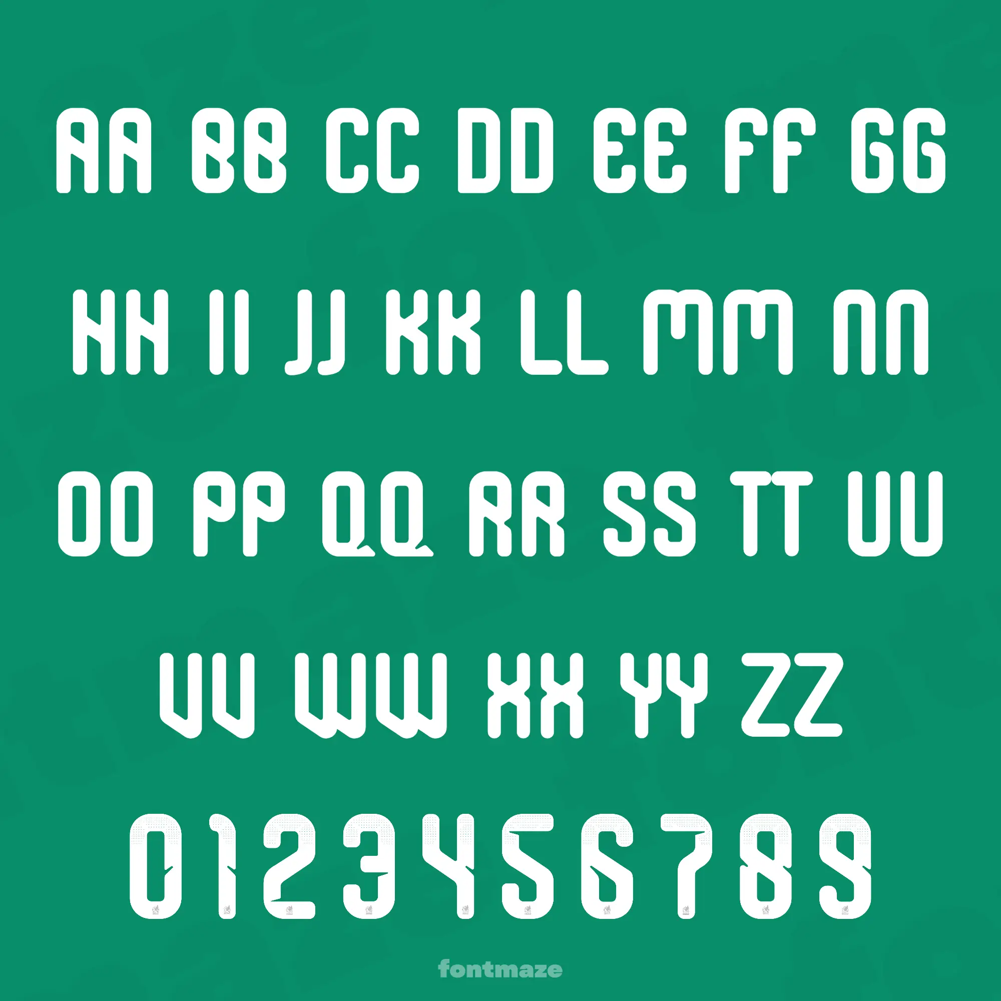 Fuente de fútbol México - Mundial 2026 3 Image showing all characters included in the Mexico Football font created by FontMaze.