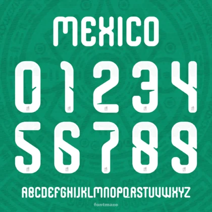 Preview showing all characters of the Mexico Football font designed by FontMaze.