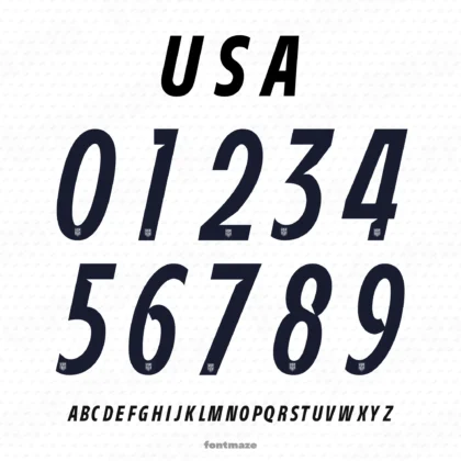 Preview showing all characters of the Usa Soccer font designed by FontMaze.