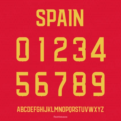 Preview showing all characters of the Fuente De Fútbol De España font designed by FontMaze.